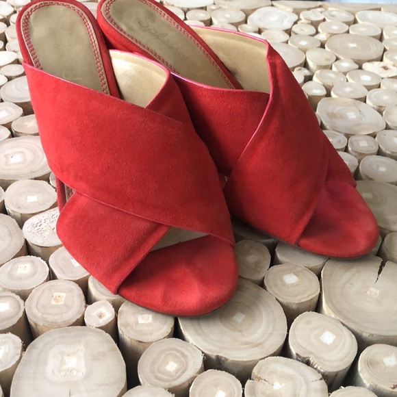 Splendid red suede crossover mule sandals - Picture 5 of 5